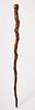 Early Folk Art Walking Stick with Carved Head