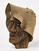 Carved Man's Scarecrow Head with Felt Hat