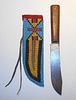 Sioux Beaded Buffalo Hide Sheath w/ c. 1890 Knife