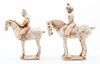A Pair of Polychrome Glazed Pottery Figures of Horses Height 14 1/8 inches.