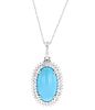 Natural Turquoise Diamond 14k White Gold Necklace