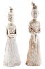 * Two Chinese Pottery Figures of Court Ladies Height of taller 12 inches.