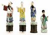 * Four Chinese Famille Rose Porcelain Figures Height of tallest 10 inches.