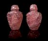 * Two Rose Quartz Snuff Bottles Height 3 1/2 inches.
