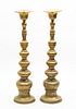A Pair of Korean Brass Prickets Height 25 inches.