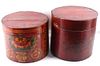 Hand Painted Chinese Wooden Cylindrical Boxes