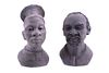 1989-99 Black Clay African Man & Woman Bust