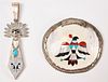 Native American Inlaid Shell Pin & Pendant