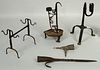 Five Early Wrought Iron Lighting Items
