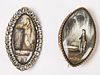 Two Hand Painted Victorian Mourning Pins