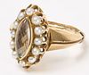 Victorian Hair Mourning Ring with Seed Pearls
