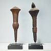 Baule Peoples, (2) finely carved fly whisk handles