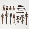 Collection African carved wood whistles and flutes