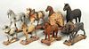 Eight Early Horse Pull Toys