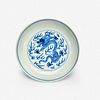 A Chinese blue and white porcelain “Dragon” dish 青花龙纹洗 Qianlong six-character seal mark and of the period 乾隆六字款 清 乾隆