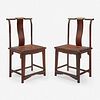 A pair of Chinese side chairs, possibly jichimu 椅子一对 或鸡翅木 19th/20th century 十九或二十世纪