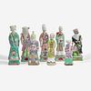 An assembled group of eight Chinese enameled porcelain immortals 瓷塑八仙一组 18th/19th century 十八或十九世纪