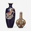 A small Japanese cloisonné "Dragon" vase and a Japanese cloisonné snuff bottle 日本珐琅彩龙纹花瓶和鼻烟壶一组