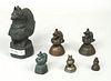 Group Six Asian Bronze Figural Opium Weights