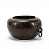 CHINESE BRONZE CENSER WITH RING HANDLES