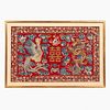 CHINESE RED & GILT DRAGON & PHOENIX EMBROIDERY