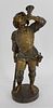 Unsigned Bronze Sculpture Of A Knight Blowing Horn
