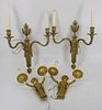 2 Pairs Of Vintage And Quality Gilt Bronze Sconces