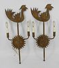 A Vintage Pair Of Patinated Metal Bird Form Sconce
