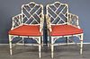 Pair Of Bamboo Form Arm Chairs.