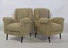 A Pair Of Wool Upholstered Arm Chairs.