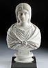 Important Roman Antonine Marble Bust of a Woman