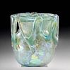 Stunningly Iridescent Roman Glass Jar  w/ Rigaree