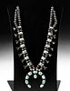 20th C. Navajo Silver & Turquoise Squash Necklace