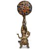 German Art Deco "Lady with Globe" Bronze Table Lamp