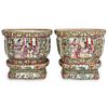 (2 Pc) Chinese Famille Rose Porcelain Planters