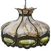 Antique Art Nouveau Slag Glass Ceiling Chandelier