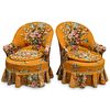 (2 Pc) Vintage French Skirted Slipper Chairs