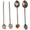 (6 Pc) Silver & Gemstone Demitasse Spoons Set
