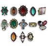 (13 Pc) Semi Precious Stone and Sterling Rings