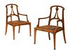A pair of Art Nouveau walnut armchairs,