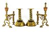 A pair of Arts and Crafts brass candlesticks,