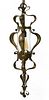 An Arts and Crafts brass hanging hall lantern,