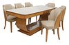 An Art Deco burr maple dining suite,