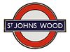 A London Underground enamelled station sign: 'St Johns Wood',