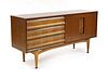 A teak and brass-mounted sideboard,