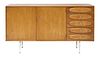 A teak and burrwood sideboard,