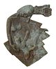 A patinated bronze wall sculpture,