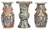 Three Chinese Export Rose Medallion Vases