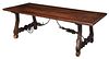 Large Spanish Baroque Style Walnut and Iron Refectory Table