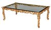 Modern Gilt Decorated Glass Top Cocktail Table